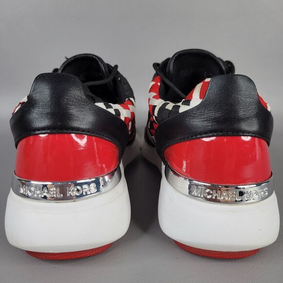 Michael Kors Womens Athletic Shoes Sneaker Woven Lace Up Black Red Size 6.5M - Picture 9 of 13